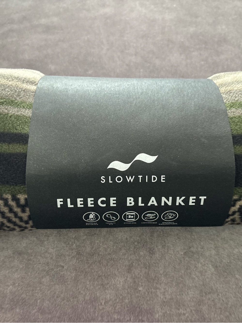 Slowtide Black & Green Stripe Fleece Blanket